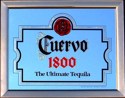 Jose Cuervo Tequila 1800 Vintage Brass Framed Bar Mirror