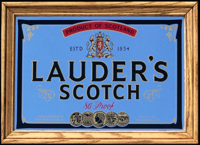 Lauder's Scotch Whisky Oak Framed Bar Mirror