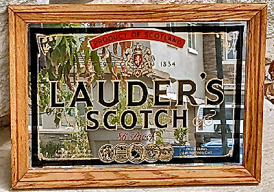 Lauder's Scotch Whisky Oak Framed Bar Mirror