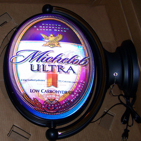 Michelob Quad Lenticular Illuminated Rotating Pub Sign