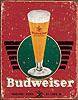 Budweiser Glass of Beer Retro Tin Sign