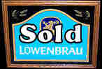 Lowenbrau Illuminated Oak Framed Glass Sign
