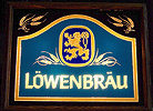 Lowenbrau Illuminated Oak Framed Glass Sign