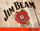 Jim Beam Whiskey Woodcut Tin Sign