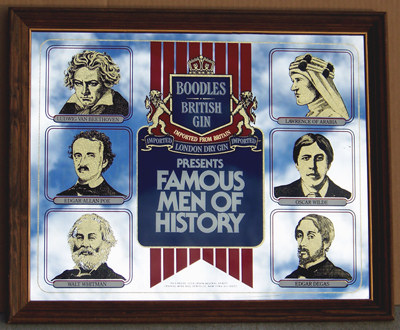 Boodles British Gin Famous Men of History Vintage Bar Mirror