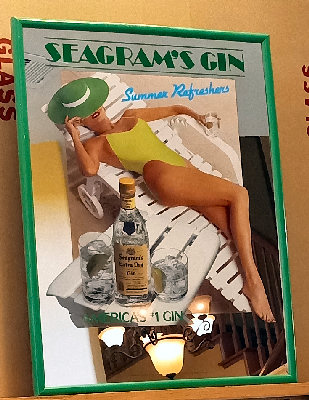 Seagram's Gin Girl in Bathing Suit Vintage Bar Mirror