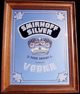 Smirnoff Vodka Silver Vintage Bar Mirror