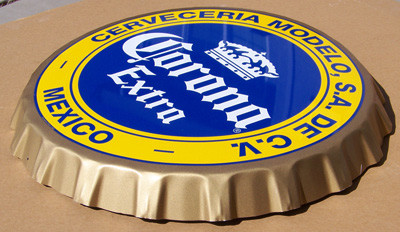 Corona Extra Bottlecap Tin Sign -side view