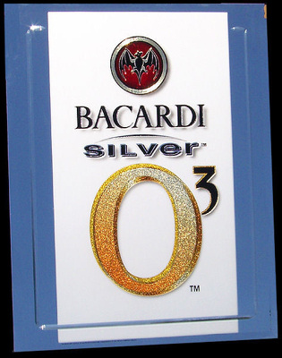 Bacardi Silver Beveled Glass Bar Mirror with chipped corner