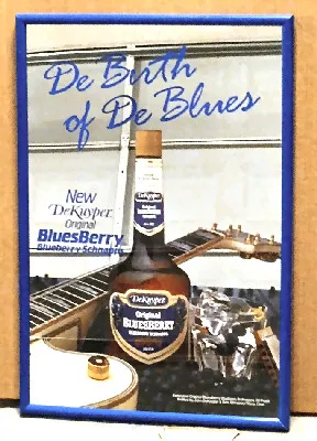 DeKuyper Bluesberry Schnapps bar mirror featuring a classic blues scene with a Gibson-style hollow-body electric guitar
