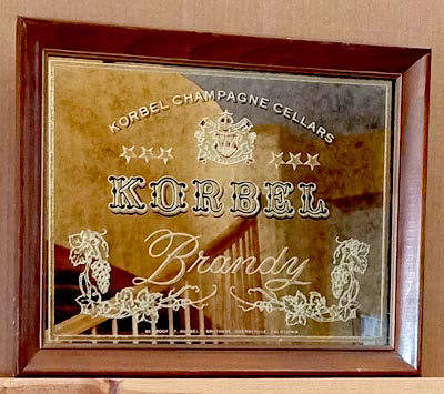Korbel Brandy Vintage Smoked Glass Bar Mirror