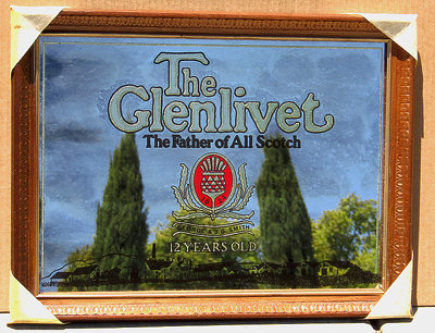Glenlivet - The Father of All Scotch -Vintage Smoked Glass Bar Mirror