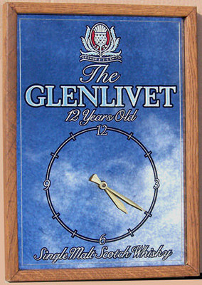 The Glenlivet 12 Year Old Single Malt Scotch Mirrored, Framed Bar Clock
