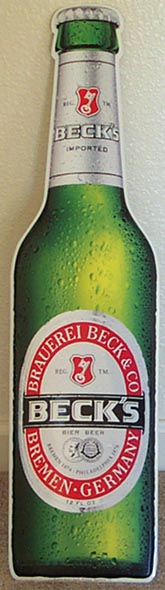 Beck's German Beer Frosted Glass NEW Bar Mirror and Bottle Tin Sign