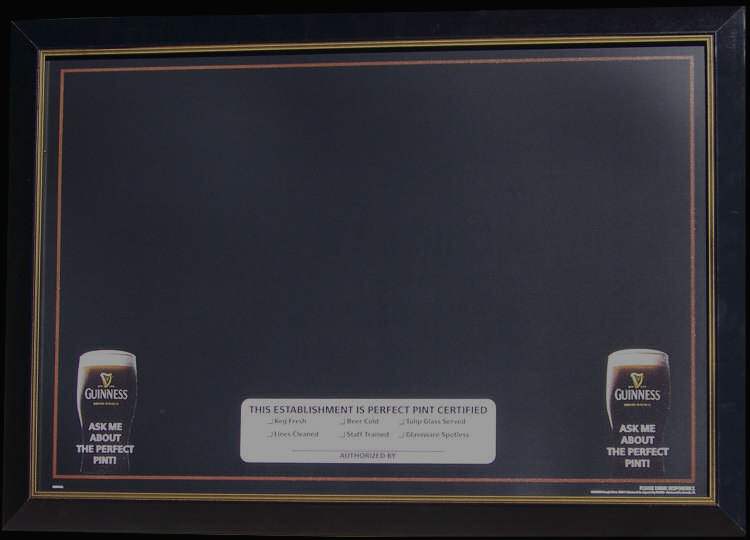 Guinness Perfect Pint NEW Huge Framed Black Board Bar Sign