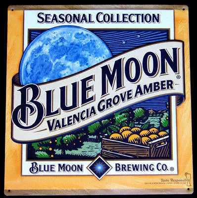 Blue Moon Valencia Grove Amber Ale NEW Bar Tin Sign