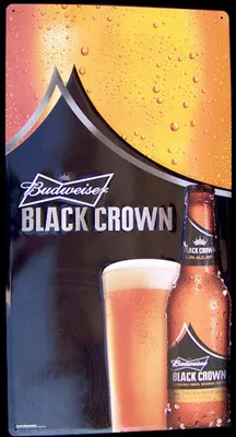 Budweiser Black Crown Beer NEW Tin Bar Sign