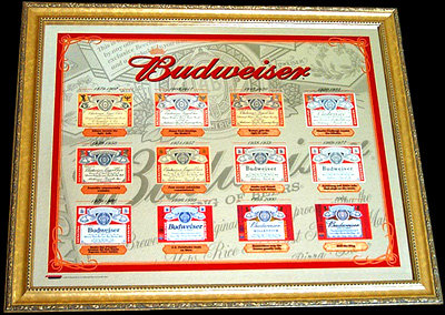 Budweiser Historic Labels 2005 Beveled Glass Mirror<