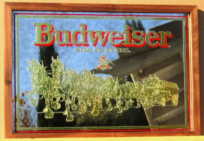 Budweiser Clydesdale Beer Wagon Mirror Photo 2