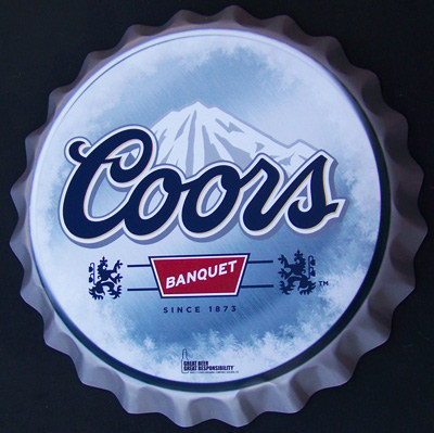 Coors Banquet Beer 3D Bottle Cap Tin Sign