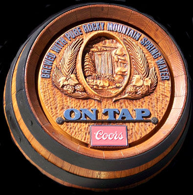 Coors Beer On Tap Barrel Head Bar Sign