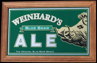 Henry Weinhard's Blue Boar Ale Reflective Glass Plaque Bar Mirror
