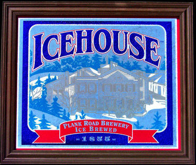 Icehouse Plank Road Brewery Smoked Glass Bar Back Mirror<