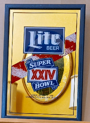 Miller Lite Super Bowl 24 Bar Mirror