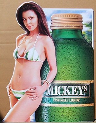 Mickey's Malt Liquor Bikini Girl Tin Sign
