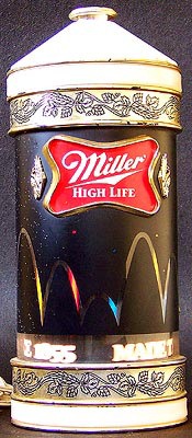 Miller High Life Vintage Bouncing Lights Illuminated Motion Cylindrical Bar Sign