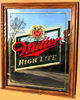 Miller High Life Oak Framed Classic Bar Mirror – Collectible Bar Decor