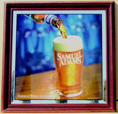 Samuel Adams Beveled Glass Bar Mirror