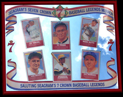 Seagram's 7 Whiskey Baseball Legends Sports Bar Mirror