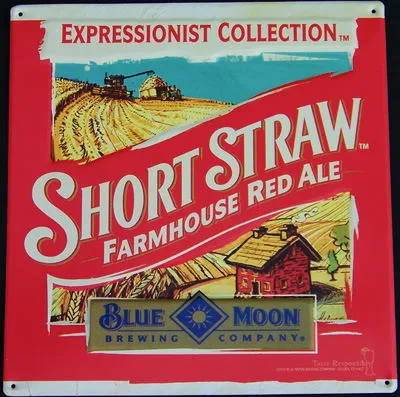 Blue Moon Short Straw Farmhouse Red Ale Tin Sign
