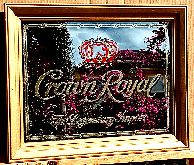 Crown Royal The Legendary Import Smoked Glass Vintage Bar Mirror