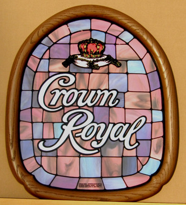 Crown Royal Canadian Whiskey Simulated Stained Glass Arch Shaped Bar Mirror