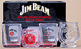 Jim Beam Set of 3 Square 2 oz. Shot Glasses w/bonus Horseshoe Shot Glass