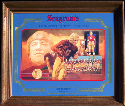 Seagram's Seven Crown of Sports Collection Jim Thorpe All American Vintage Bar Mirror