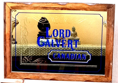 Lord Calvert Canadian Scalloped Wood Frame Vintage Bar Mirror