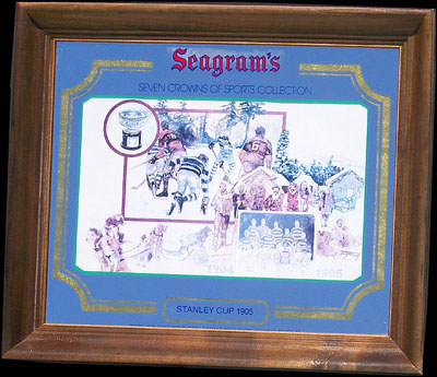 Seagram's Seven Crowns of Sports Collection - Stanley Cup 1905 Vintage Hockey Bar Mirror
