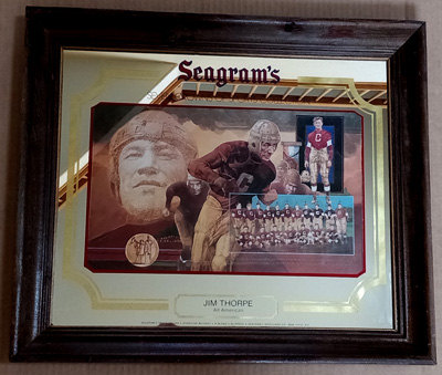 Seagram's Seven Crown of Sports Collection Jim Thorpe All American Vintage Bar Mirror