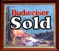 Budweiser Deer and Pheasant Smoked Glass 1994 Wildlife Bar Mirror