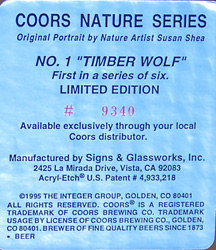 Coors Timber Wolf Wildlife Mirror Reflective Glass Plaque