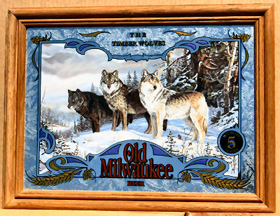 Old Milwaukee Beer Timberwolves Wildlife Mirror