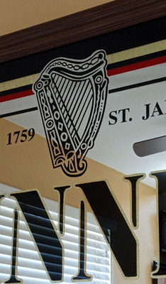 Close-up of Guinness harp