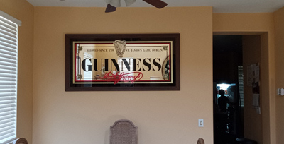 Large Guinness St James Gate bar back mirror displayed on wall