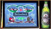Heineken Amsterdam Rotterdam Breweries Bar Back Mirror with Free Tin Bottle Sign