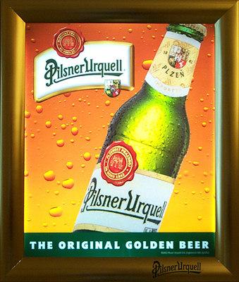 Pilsner Urquell Brass Framed Illuminated Sign